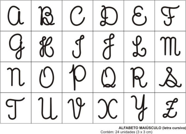 Carimbo Alfabeto Maiúsculo Letra Cursiva
